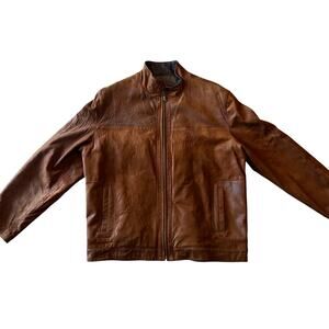 REMY LEATHER Men's Leather Jacket Size 46 In Brown